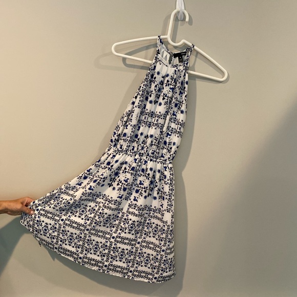 XS Aqua brand blue and white high neck dress - Picture 3 of 4